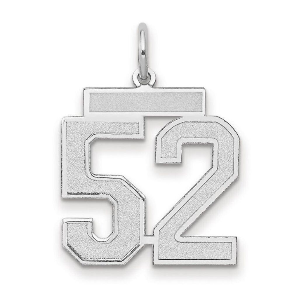 14k White Gold, Jersey Collection, Medium Number 52 Pendant